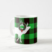 Mug Couronne de Noël en plaid buffle vert élaphe (Devant gauche)