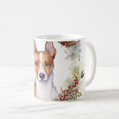 Mug Couronne de Noël festive de Basenji (Devant droit)