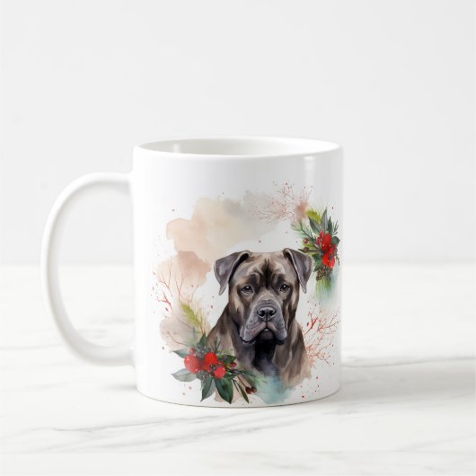 Mug Couronne de Noël festive du Cane Corso (Gauche)