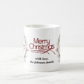 Mug Couronne de Noël, fleurs blanches, baies rouges Jo (Centre)