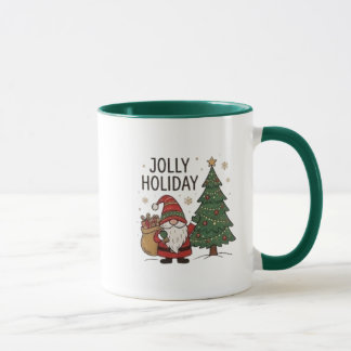 Mug Couronne de Noël Merry & Bright Poignée Verte