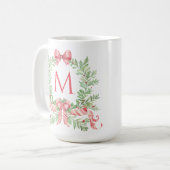 Mug Couronne de Noël Monogramme (Devant gauche)