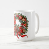 Mug Couronne de Noël persistante Cardinal d'hiver (Devant droit)