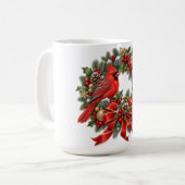 Mug Couronne de Noël persistante Cardinal d'hiver (Devant gauche)