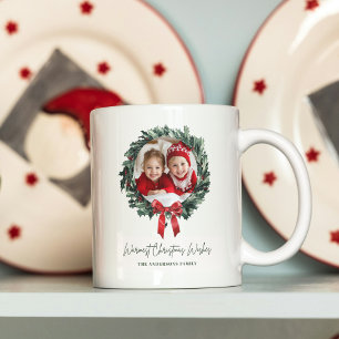 Mug Couronne de Noël personnalisée avec photo et nom
