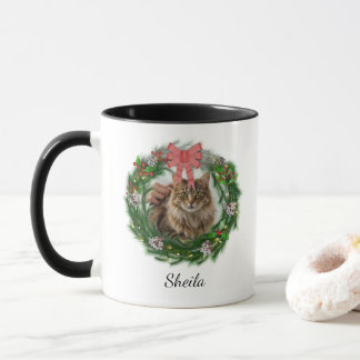 Mug Couronne de Noël Photo de Compagnon Personnalisée