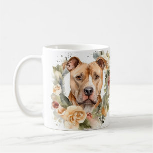 Mug Couronne de Noël Pitbull Chien de fête