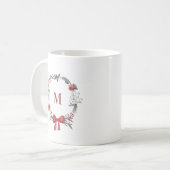 Mug Couronne de Noël rustique initiale Cadeau de fêtes (Devant gauche)