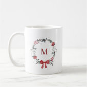Mug Couronne de Noël rustique initiale Cadeau de fêtes (Gauche)