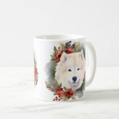Mug Couronne de Noël Samoyède Chien de fête (Devant droit)