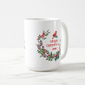 Mug Couronne de Noël, typographie et Robin Rouge (Devant droit)