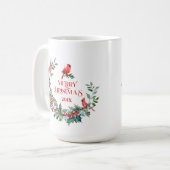 Mug Couronne de Noël, typographie et Robin Rouge (Devant gauche)