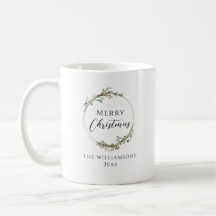 Mug Couronne de nom de famille minimaliste Joyeux Noël