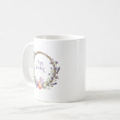 Mug Couronne de Pâques à l'aquarelle lavande Œufs Lapi (Devant gauche)