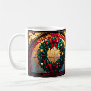 Mug Couronne de style vitrail Joyeux Noël à tous