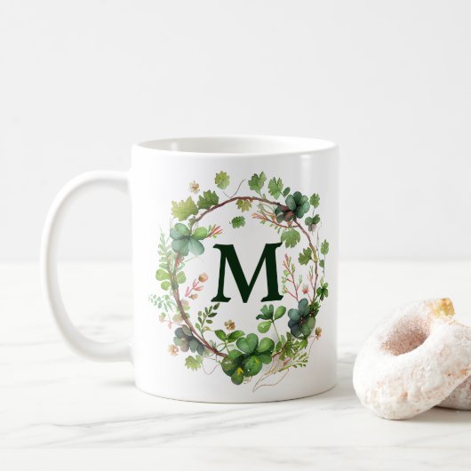 Mug Couronne de trèfle vert aquarelle Saint-Patrick (Avec donut)