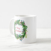 Mug Couronne de vacances de Noël joyeux (Devant gauche)