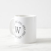 Mug Couronne de vigne délicate monogramme (Devant gauche)