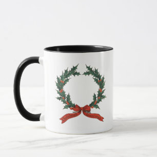 Mug Couronne de vœux de Noël - Classique rouge et vert