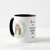 Mug Couronne d'eucalyptus Afghan Hound Chien Monogramm (Devant gauche)