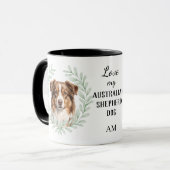 Mug Couronne d'eucalyptus Aussie Monogramme Merle Roug (Devant gauche)