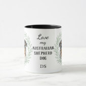 Mug Couronne d'eucalyptus Bleu Merle Aussie Monogramme (Centre)