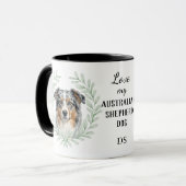 Mug Couronne d'eucalyptus Bleu Merle Aussie Monogramme (Devant gauche)