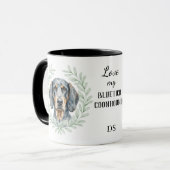 Mug Couronne d'eucalyptus Bluetick Coonhound Monogramm (Devant gauche)