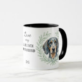 Mug Couronne d'eucalyptus Bluetick Coonhound Monogramm (Devant droit)