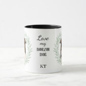 Mug Couronne d'eucalyptus Borzoi Chien Monogramme (Centre)