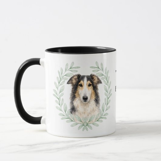 Mug Couronne d'eucalyptus Borzoi Chien Monogramme (Gauche)
