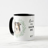 Mug Couronne d'eucalyptus Borzoi Chien Monogramme (Devant gauche)