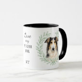 Mug Couronne d'eucalyptus Borzoi Chien Monogramme (Devant droit)