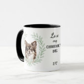 Mug Couronne d'eucalyptus Cheveux Longs Chihuahua Chie (Devant gauche)