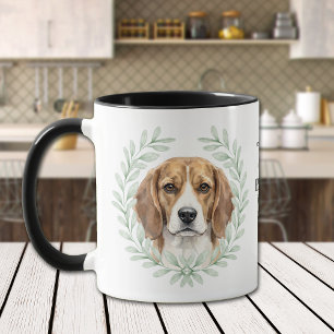 Mug Couronne d'eucalyptus Chien Limier Beagle Monogram