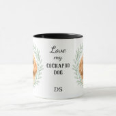 Mug Couronne d'eucalyptus Cockapoo Buff Chien Monogram (Centre)