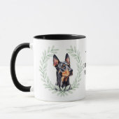 Mug Couronne d'eucalyptus Doberman Pinscher Monogramme (Gauche)