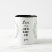 Mug Couronne d'eucalyptus Faon Grand Danois Monogramme (Centre)