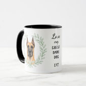 Mug Couronne d'eucalyptus Faon Grand Danois Monogramme (Devant gauche)