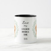 Mug Couronne d'eucalyptus Goldendoodle Chien Monogramm (Centre)