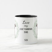 Mug Couronne d'eucalyptus Greyhound Chien Monogramme (Centre)