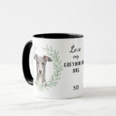 Mug Couronne d'eucalyptus Greyhound Chien Monogramme (Devant gauche)