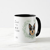 Mug Couronne d'eucalyptus Heeler bleu chien monogramme (Devant droit)