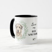Mug Couronne d'eucalyptus Irish Wolfhound Monogramme (Devant gauche)