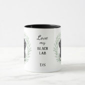 Mug Couronne d'eucalyptus Labrador noir monogramme (Centre)
