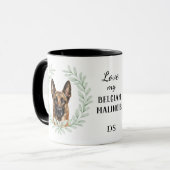 Mug Couronne d'eucalyptus Monogramme Chien Malinois Be (Devant gauche)