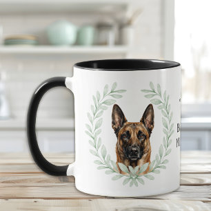 Mug Couronne d'eucalyptus Monogramme Chien Malinois Be