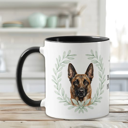 Mug Couronne d'eucalyptus Monogramme Chien Malinois Be