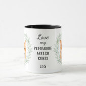 Mug Couronne d'eucalyptus Monogramme Corgi Pembroke (Centre)