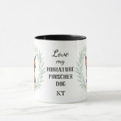 Mug Couronne d'eucalyptus Monogramme Pinscher Nain (Centre)